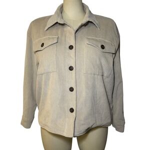 Cisono Outerwear Corduroy Sherpa Lined Shirt Jacket Button Down Collar Pockets M